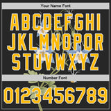 Custom Black Gold-White Colorado State Flower Rocky Mountain Columbine Bomber Full-Snap Varsity Letterman Jacket