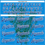 Custom Powder Blue Royal-White Nevada State Flower Sagebrush Bomber Full-Snap Varsity Letterman Jacket