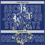 Custom Royal-White Colorado State Flower Rocky Mountain Columbine Bomber Full-Snap Varsity Letterman Jacket