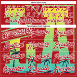 Custom Red-White Los Angeles Tropical Palm Trees Bomber Full-Snap Varsity Letterman Jacket