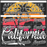 Custom Black-White California Bear Tropical Palm Trees Bomber Full-Snap Varsity Letterman Jacket