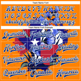 Custom Bay Orange Royal-White Texas State Flower Bluebonnet Bomber Full-Snap Varsity Letterman Jacket
