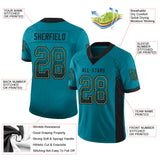 Custom Teal Black-Old Gold Drift Fashion Football Jersey