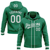 Custom Stitched Kelly Green White Baseball Pullover Sweatshirt Hoodie
