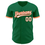 Custom Kelly Green White-Orange Authentic Baseball Jersey