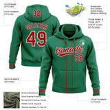 Custom Stitched Kelly Green Red-White Baseball Pullover Sweatshirt Hoodie