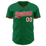 Custom Kelly Green Red-White Authentic Baseball Jersey