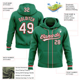 Custom Stitched Kelly Green White-Red Baseball Pullover Sweatshirt Hoodie
