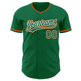 Custom Kelly Green White-Orange Authentic Baseball Jersey