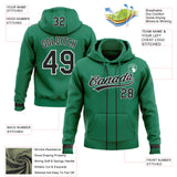 Custom Stitched Kelly Green Black-White Baseball Pullover Sweatshirt Hoodie