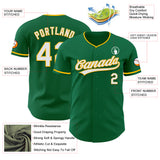 Custom Kelly Green White-Gold Authentic Baseball Jersey