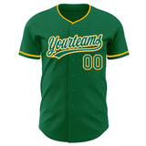 Custom Kelly Green White-Gold Authentic Baseball Jersey