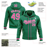 Custom Stitched Kelly Green Pink-White Baseball Pullover Sweatshirt Hoodie