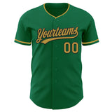 Custom Kelly Green Old Gold-Black Authentic Baseball Jersey