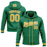 Custom Stitched Kelly Green Gold-White Baseball Pullover Sweatshirt Hoodie