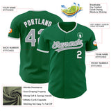 Custom Kelly Green Gray-White Authentic Baseball Jersey