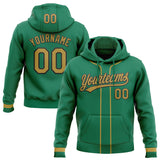 Custom Stitched Kelly Green Old Gold-Black Baseball Pullover Sweatshirt Hoodie