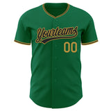 Custom Kelly Green Black-Old Gold Authentic Baseball Jersey