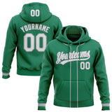 Custom Stitched Kelly Green White-Gray Baseball Pullover Sweatshirt Hoodie
