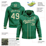 Custom Stitched Kelly Green Cream Baseball Pullover Sweatshirt Hoodie