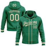 Custom Stitched Kelly Green Cream Baseball Pullover Sweatshirt Hoodie