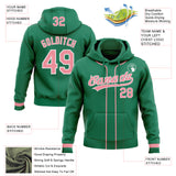 Custom Stitched Kelly Green Medium Pink-White Baseball Pullover Sweatshirt Hoodie