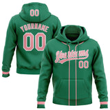 Custom Stitched Kelly Green Medium Pink-White Baseball Pullover Sweatshirt Hoodie