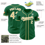 Custom Kelly Green Vegas Gold-White Authentic Baseball Jersey