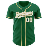 Custom Kelly Green White-Vegas Gold Authentic Baseball Jersey
