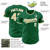 Custom Kelly Green Vegas Gold-White Authentic Baseball Jersey