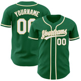 Custom Kelly Green White-Vegas Gold Authentic Baseball Jersey