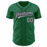 Custom Kelly Green Gray-Black Authentic Baseball Jersey