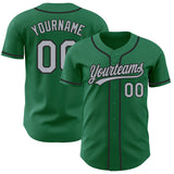 Custom Kelly Green Gray-Black Authentic Baseball Jersey