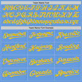 Custom Light Blue Yellow Mesh Authentic Throwback Baseball Jersey
