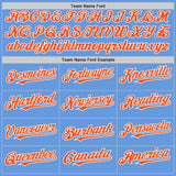Custom Light Blue Orange-White Mesh Authentic Throwback Baseball Jersey