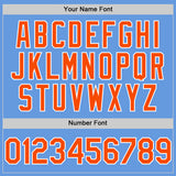 Custom Light Blue Orange-White Mesh Authentic Throwback Baseball Jersey