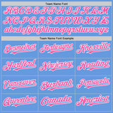 Custom Light Blue Pink-White Mesh Authentic Throwback Baseball Jersey