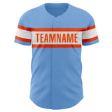 Custom Light Blue Orange-White Authentic Baseball Jersey