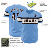 Custom Light Blue Brown-White Authentic Baseball Jersey