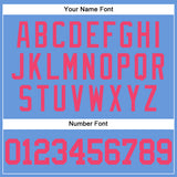 Custom Light Blue Neon Pink Mesh Authentic Throwback Baseball Jersey