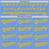 Custom Light Blue Gold Authentic Throwback Baseball Jersey