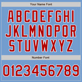 Custom Light Blue Red-White Authentic Baseball Jersey