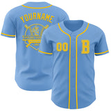 Custom Light Blue Yellow Authentic Baseball Jersey