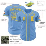 Custom Light Blue Yellow Authentic Baseball Jersey