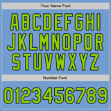 Custom Light Blue Neon Green-Black Authentic Baseball Jersey