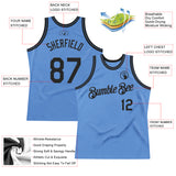 Custom Light Blue Black Authentic Throwback Basketball Jersey