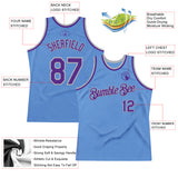 Custom Light Blue Purple-Gray Authentic Throwback Basketball Jersey