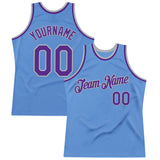 Custom Light Blue Purple-Gray Authentic Throwback Basketball Jersey