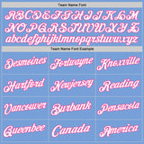 Custom Light Blue White-Pink Authentic Throwback Basketball Jersey