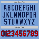 Custom Light Blue Red-Navy Authentic Throwback Basketball Jersey